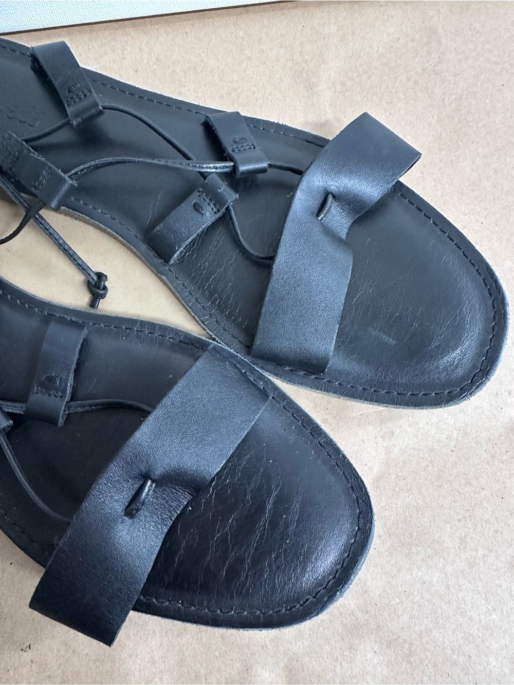 Women's Madewell Black Lace-Up Leather Sandals - Picture 2 of 5